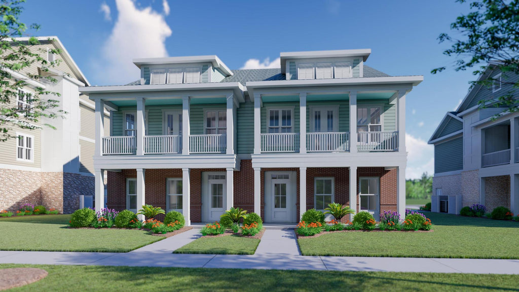 Two Story Front Porch Townhome Plan