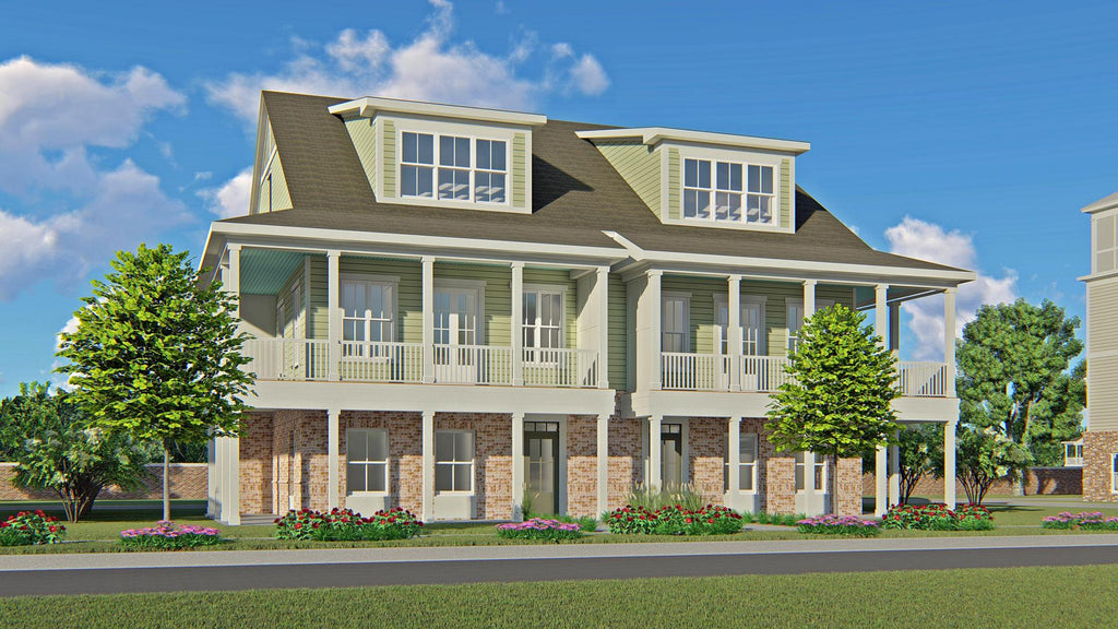 Three Story Front Porch Townhome Plan